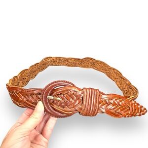 Genuine, leather, braided women’s belt